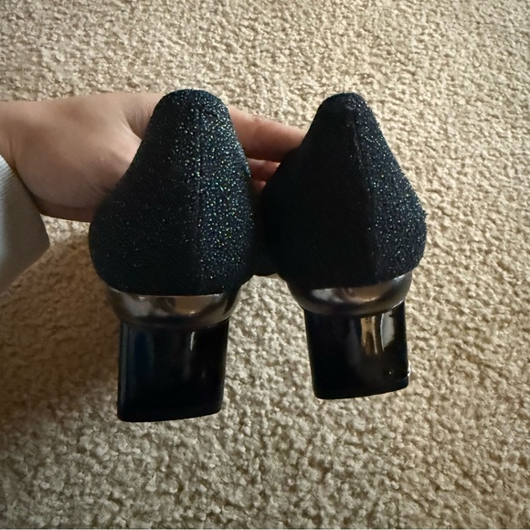 Carolina Espinosa Liner Black Glitter Pumps Heels Size 8.5 - Picture 4 of 6